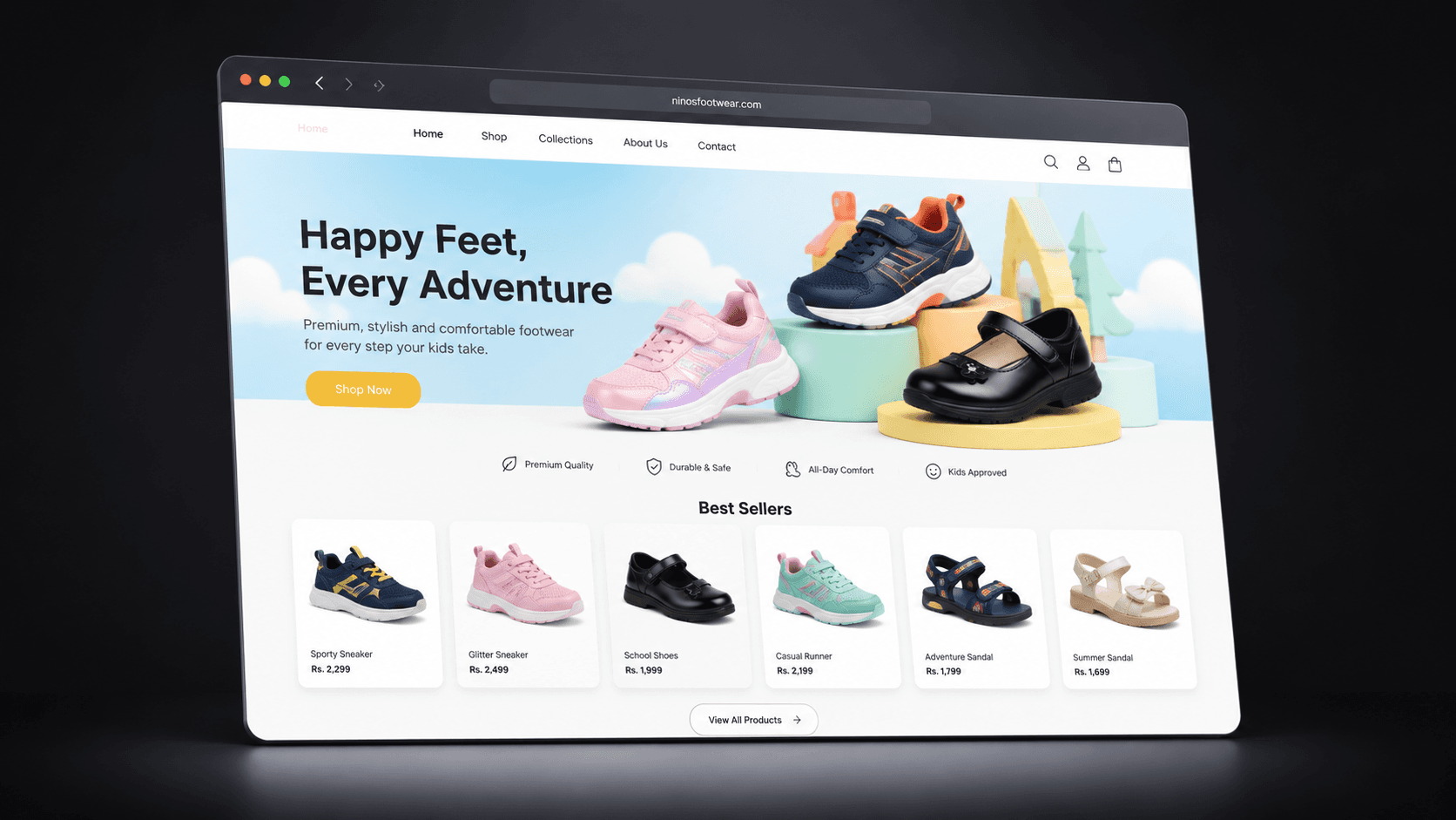 Ninos Footwear e-commerce storefront